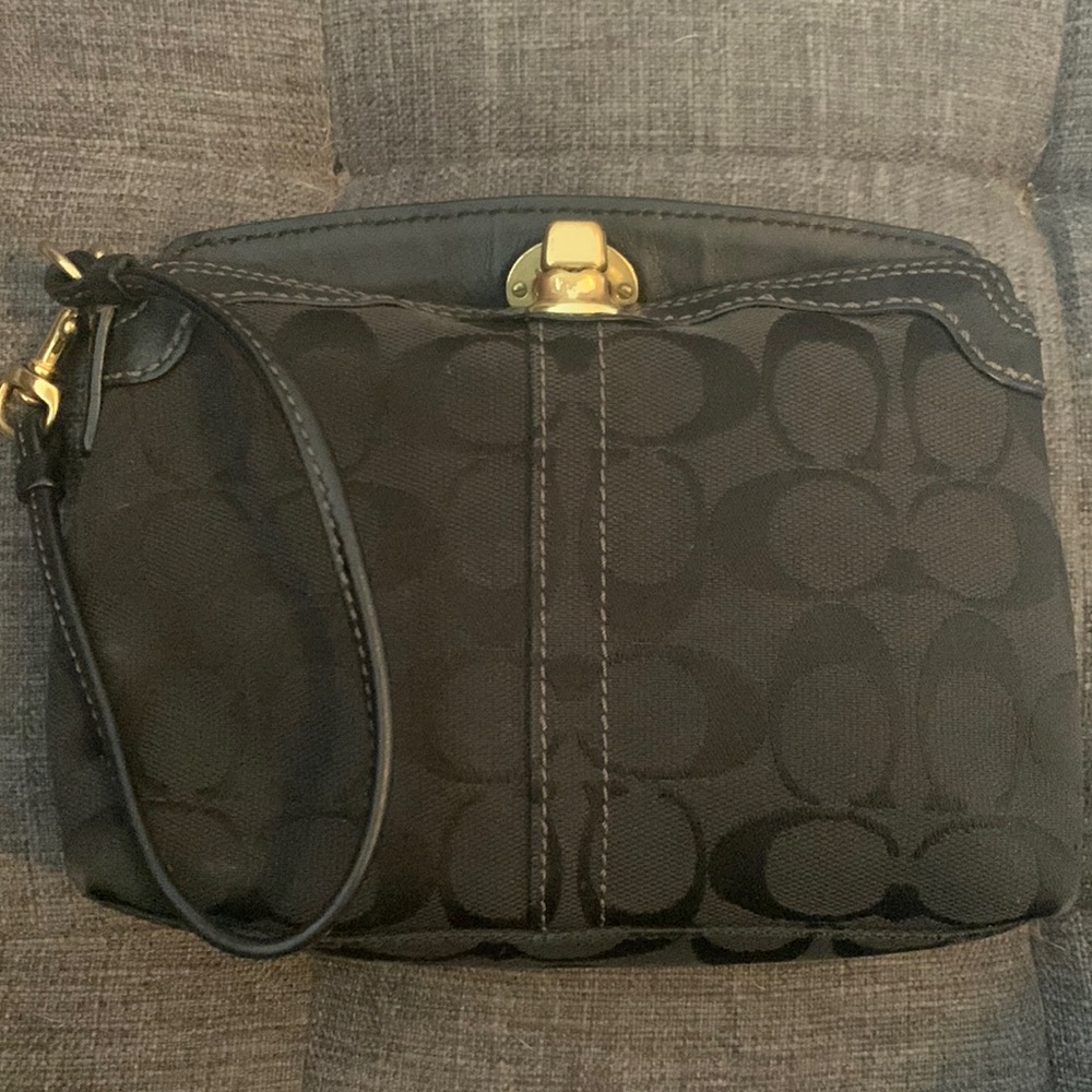 Black Coach Turnlock Wristlet
